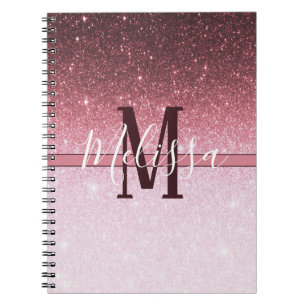 Cuaderno personalizado con gradiente de purpurina 