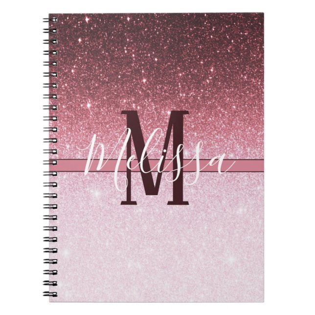 Cuaderno personalizado con gradiente de purpurina  (Frente)