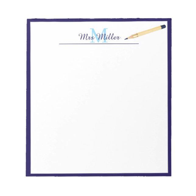 Cuaderno Personalizado con Lápiz Monograma para Ma (Frente)