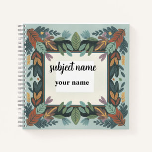 Cuaderno personalizado con marco botánico terroso
