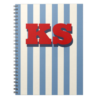 Cuaderno Personalizado con Monograma de Raya Azul,