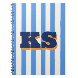Cuaderno Personalizado con Monograma de Raya Azul,