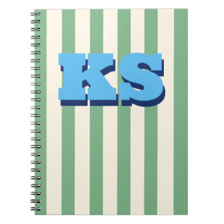 Cuaderno Personalizado con Monograma de Raya Verde
