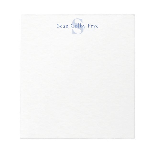 Cuaderno Personalizado con Monograma Inicial Azul (Frente)