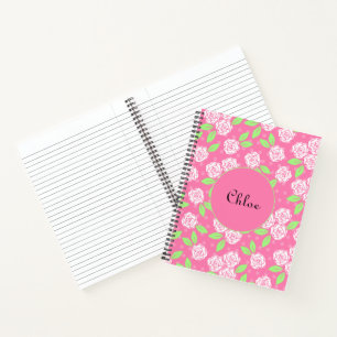 Cuaderno Personalizado con Monograma Shabby Chic Floral Ros