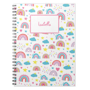 Cuaderno personalizado con nombre diseño arcoíris
