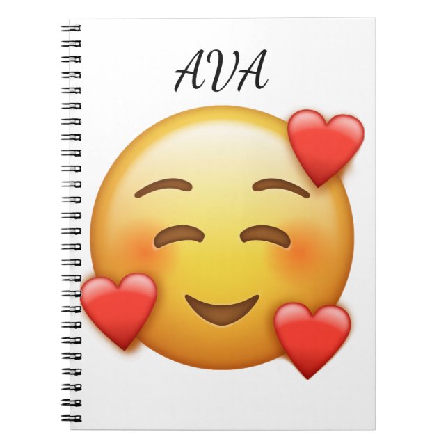 Cuaderno personalizado con nombre y emojis de cora (Frente)