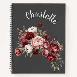 Cuaderno personalizado con nombre y flores