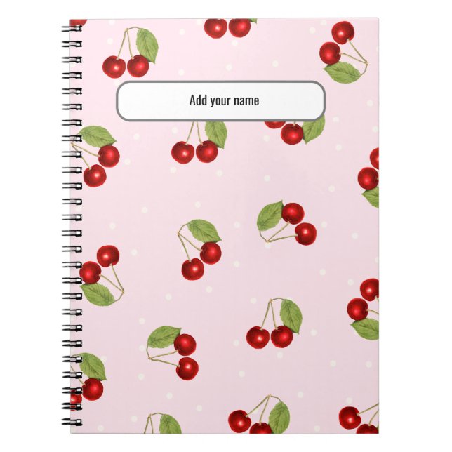 Cuaderno personalizado con patrón de cerezas (Frente)