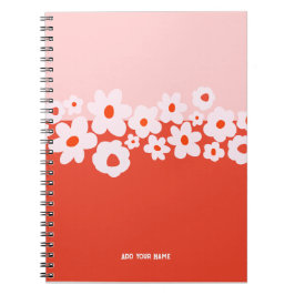 Cuaderno personalizado con patrón de flores rosas