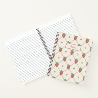 Cuaderno Personalizado con Patrón de Fresa Adorabl