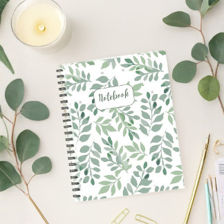 Cuaderno Personalizado con Patrón de Hoja Verde