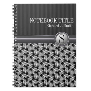 Cuaderno personalizado con patrón de tejido gris b