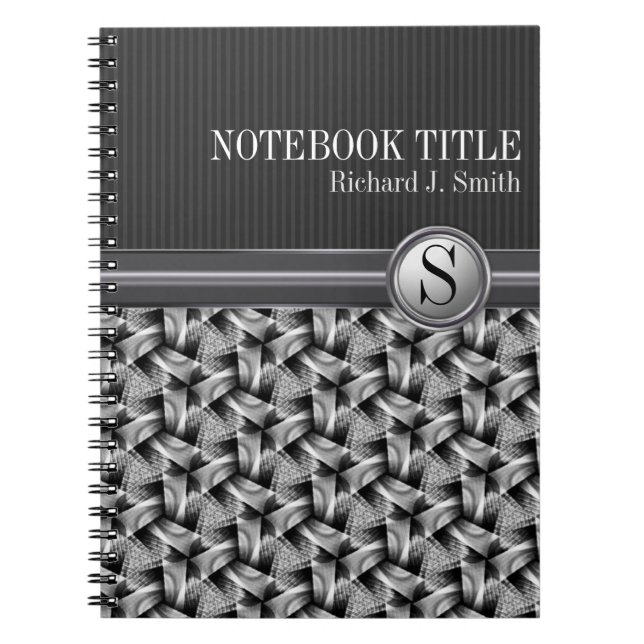 Cuaderno personalizado con patrón de tejido gris b (Frente)