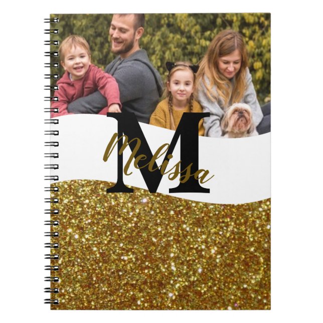 Cuaderno personalizado con purpurina y foto (Frente)