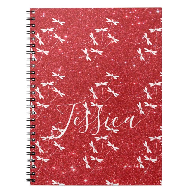Cuaderno personalizado con purpurina y libélulas (Frente)