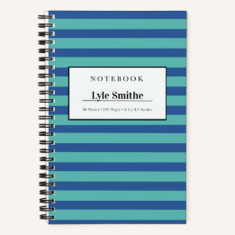Cuaderno Personalizado con Rayas Azules y Turquesa