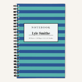 Cuaderno Personalizado con Rayas Azules y Turquesa
