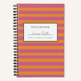 Cuaderno Personalizado con Rayas Naranjas y Rosas