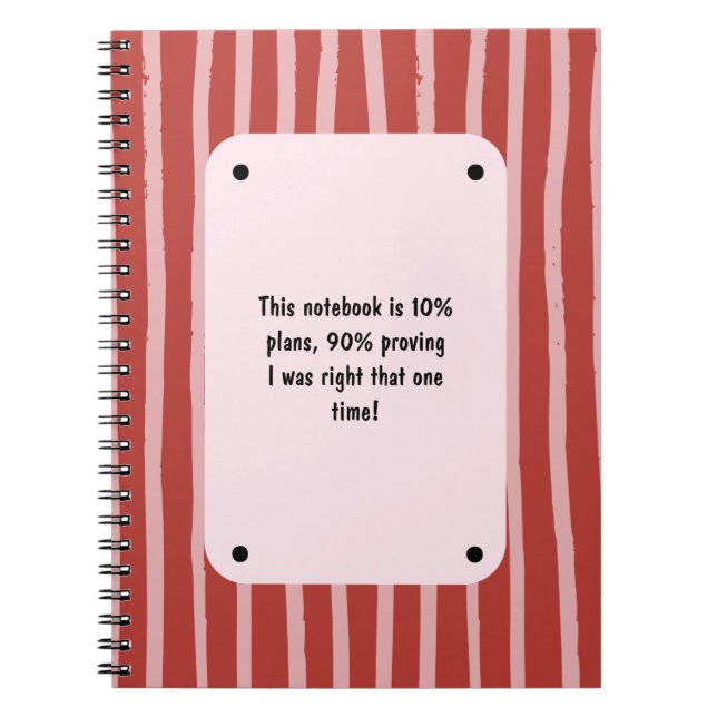 Cuaderno personalizado con rayas rojas y rosas (Frente)