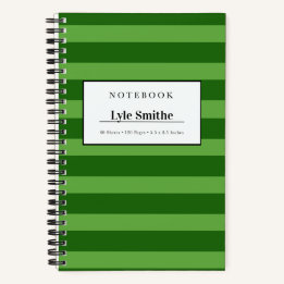 Cuaderno Personalizado con Rayas Verdes Oscuro y L