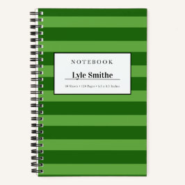 Cuaderno Personalizado con Rayas Verdes Oscuro y L