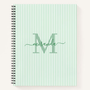 Cuaderno Personalizado con Rayas Verdes y Blancas 