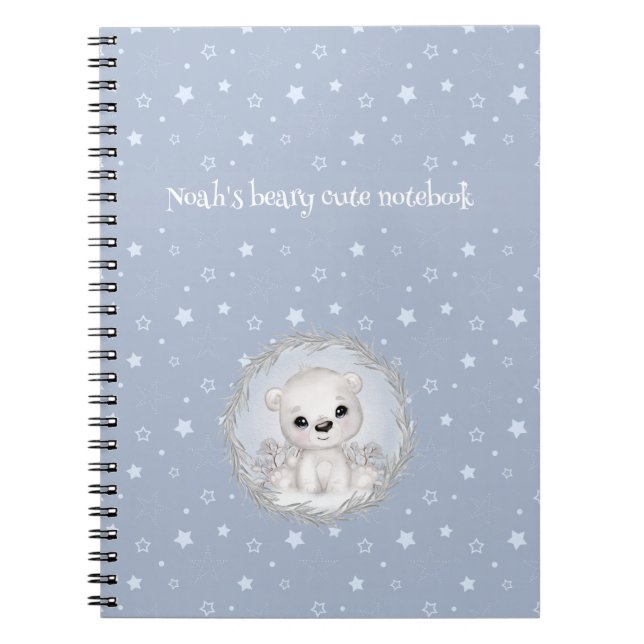Cuaderno personalizado con tema de invierno de oso (Frente)