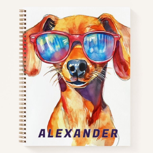 Cuaderno Personalizado Cool Dachshund Perro Niños (Anverso)