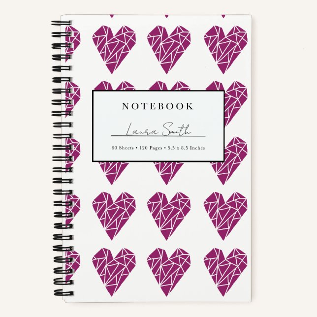 Cuaderno Personalizado Corazón Fracturado Magenta (Anverso)