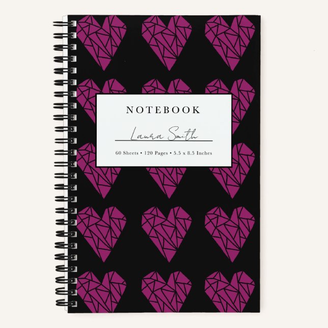 Cuaderno Personalizado Corazón Fracturado Magenta (Anverso)