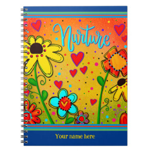 Cuaderno Personalizado Corazones Florales Amarillo Diversió