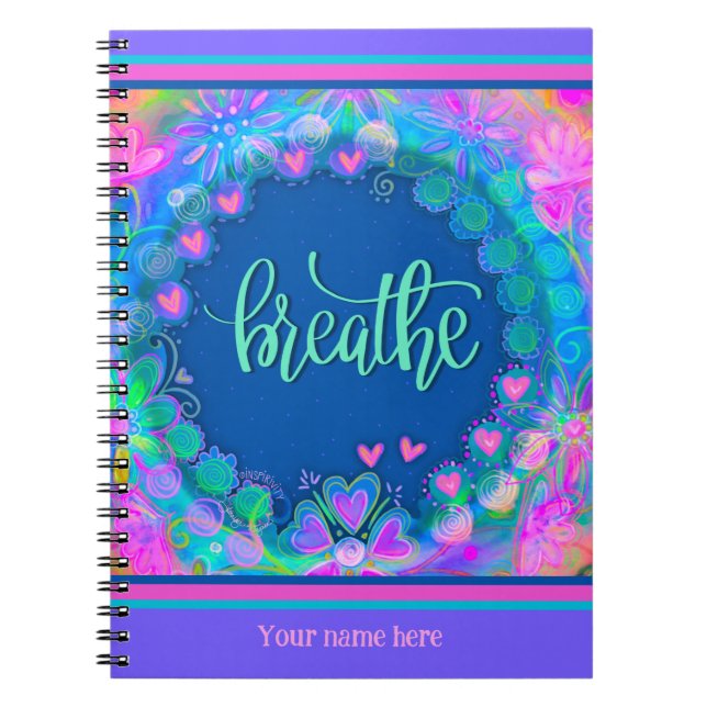 Cuaderno Personalizado Corazones Florales Rosa Respiran Col (Frente)
