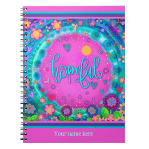 Cuaderno Personalizado Corazones Florales Rosadas Con Esper