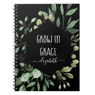 Cuaderno Personalizado Crecer En Gracia Acuarela Verde Cris
