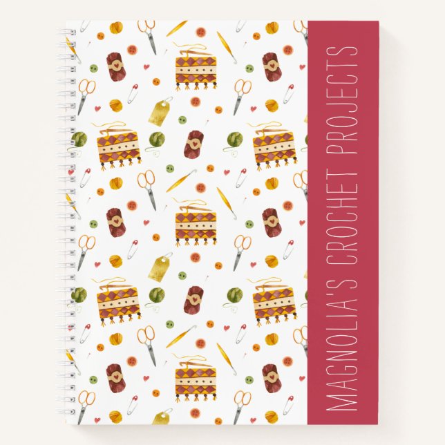 Cuaderno Personalizado Crochet Yarn Hooks Patrón (Anverso)