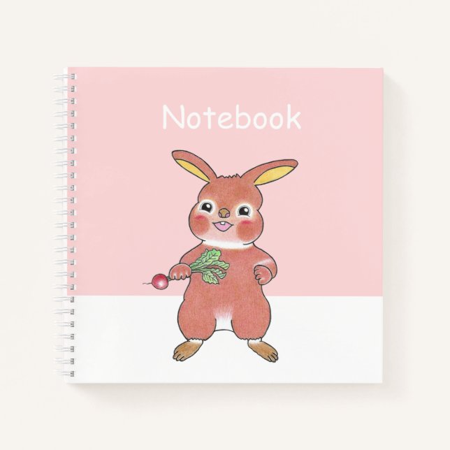 Cuaderno Personalizado Cuadrado Rosa Conejito Hamb (Anverso)