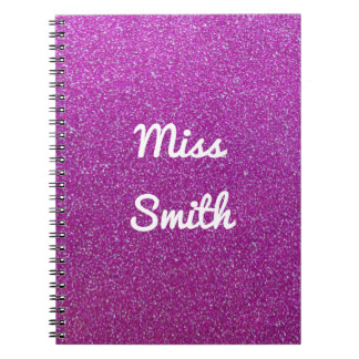 Cuaderno personalizado cualquier purpurina púrpura