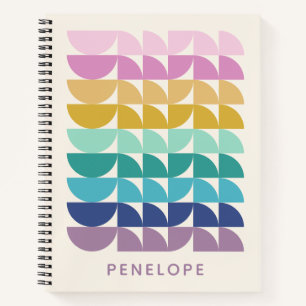 Cuaderno Personalizado Cute Colorful Geométrico Monograma D