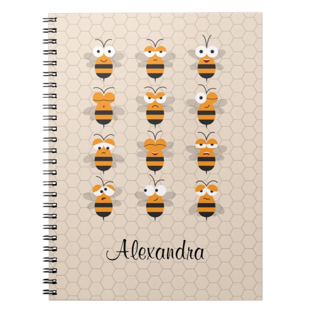 Cuaderno Personalizado Cute Funny Honey Bee Honeycomb (Frente)