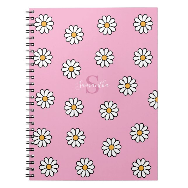 Cuaderno Personalizado Cute giratorio de margarita blanca f (Frente)