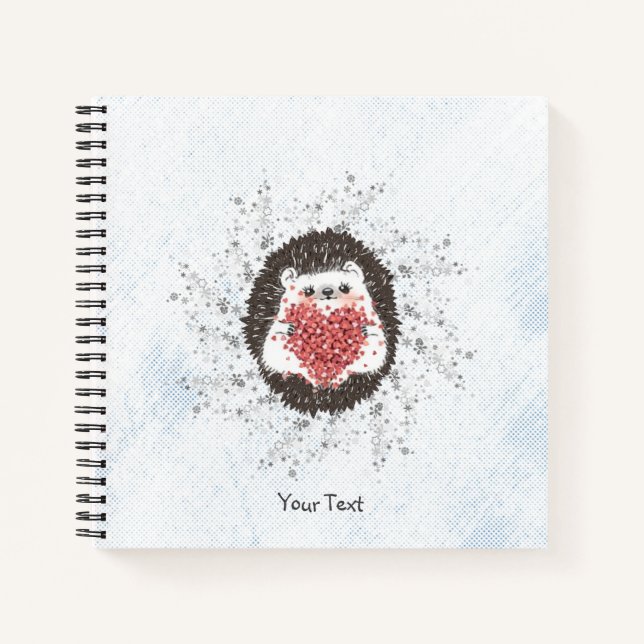 Cuaderno Personalizado Cute Hedgehog Texto Azul (Anverso)