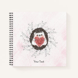 Cuaderno Personalizado Cute Hedgehog Texto Rosa