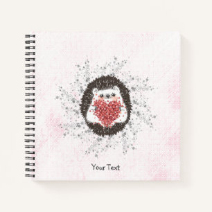 Cuaderno Personalizado Cute Hedgehog Texto Rosa