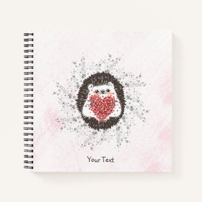 Cuaderno Personalizado Cute Hedgehog Texto Rosa (Anverso)