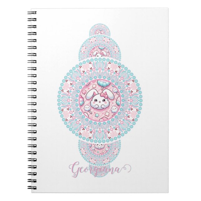 Cuaderno Personalizado Cute Kawaii Bunny Ornamentala Mandal (Frente)
