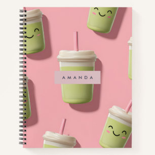 Cuaderno Personalizado Cute Kawaii Pastel Smoothie Matcha
