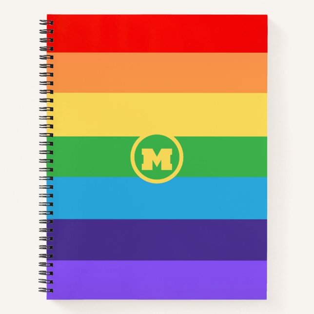 Cuaderno Personalizado Cute Monograma moderno orgullo arcoi (Anverso)
