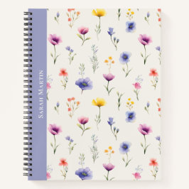 Cuaderno Personalizado de Acuarela de Flores Silve