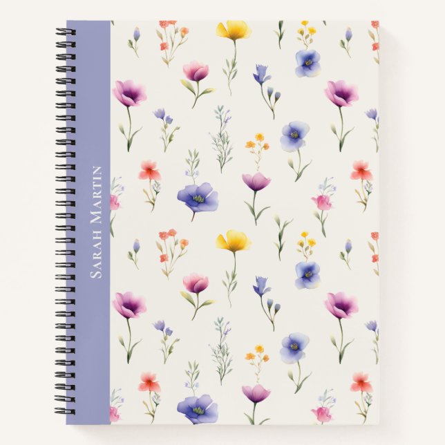 Cuaderno Personalizado de Acuarela de Flores Silve (Anverso)